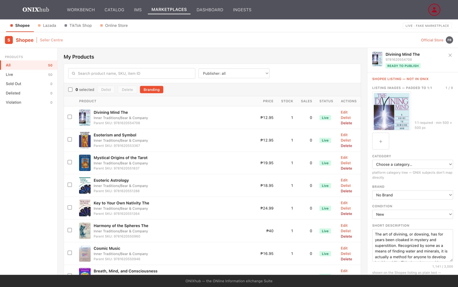 Marketplaces staging with branding overlays